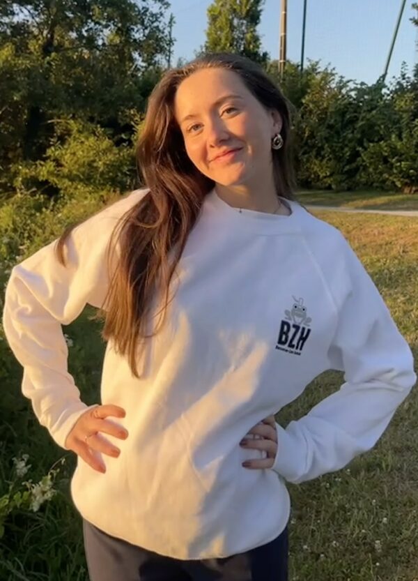 Sweat blanc sans capuche